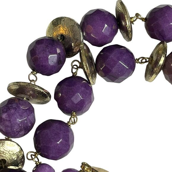 W/A Studios Faceted Amethyst Round Gemstones Necklace Gold Tone 20" 250 Carats - Picture 9 of 12